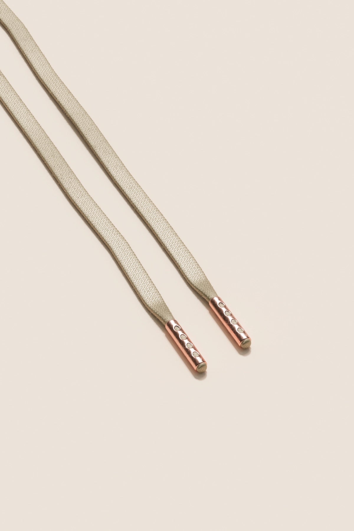 Senkels Bone White 3mm Flat Waxed Shoelaces with Rose Gold Aglets