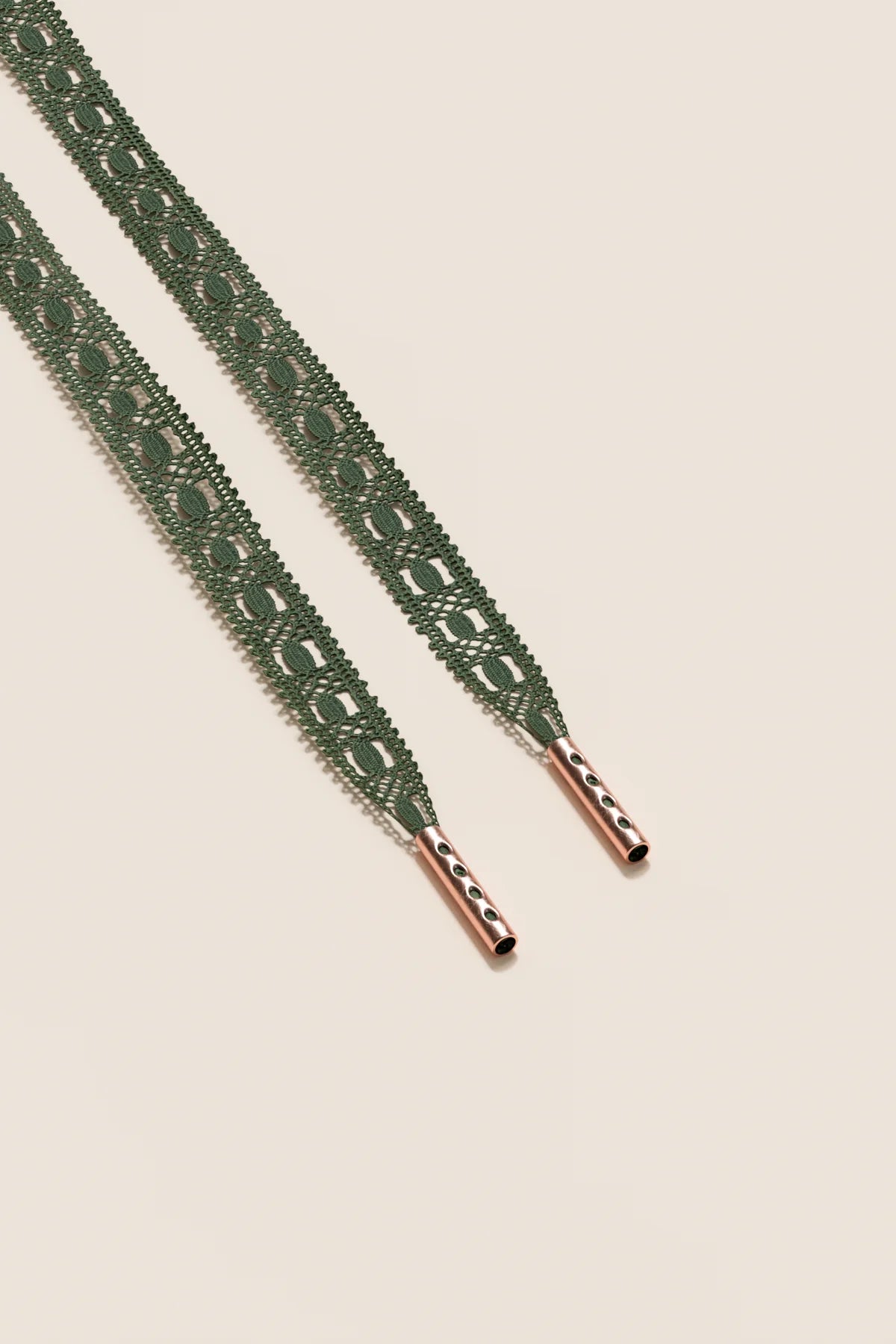 Senkels Hunter Green Crochet Shoelaces with Rose Gold Aglets