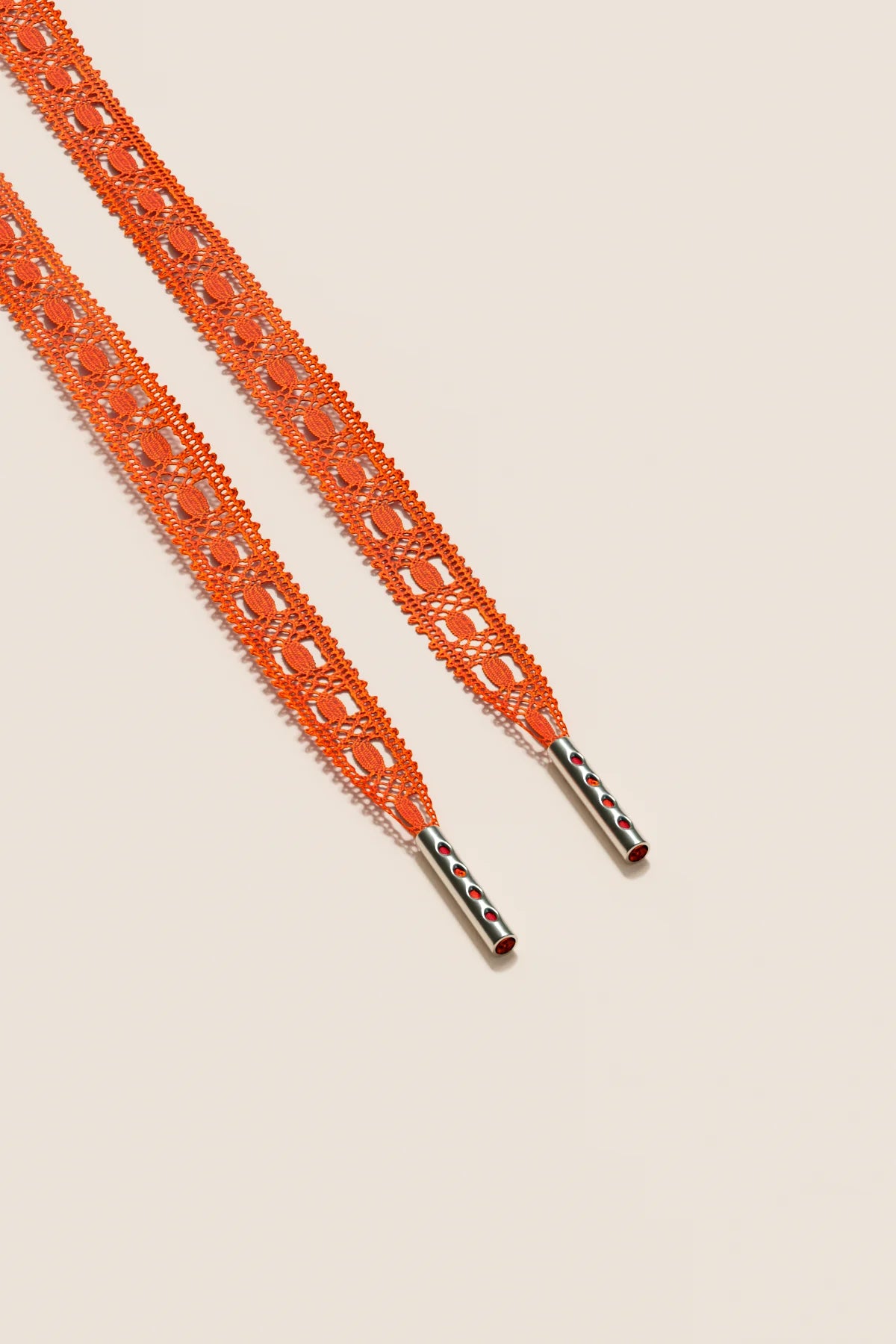 Senkels Orange Crochet Shoelaces with Nickel Aglets