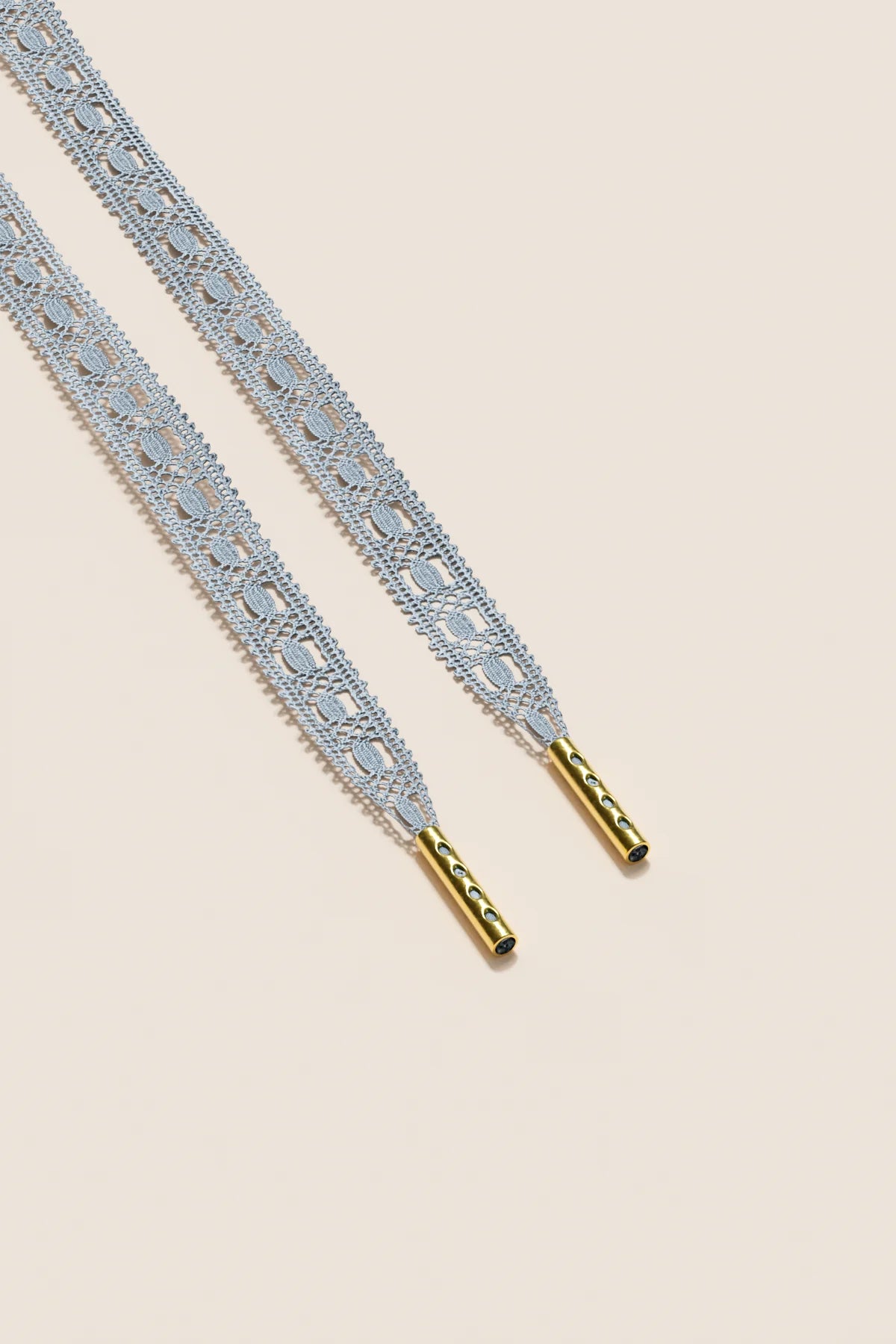 Senkels Pastel Blue Crochet Shoelaces with Gold Aglets