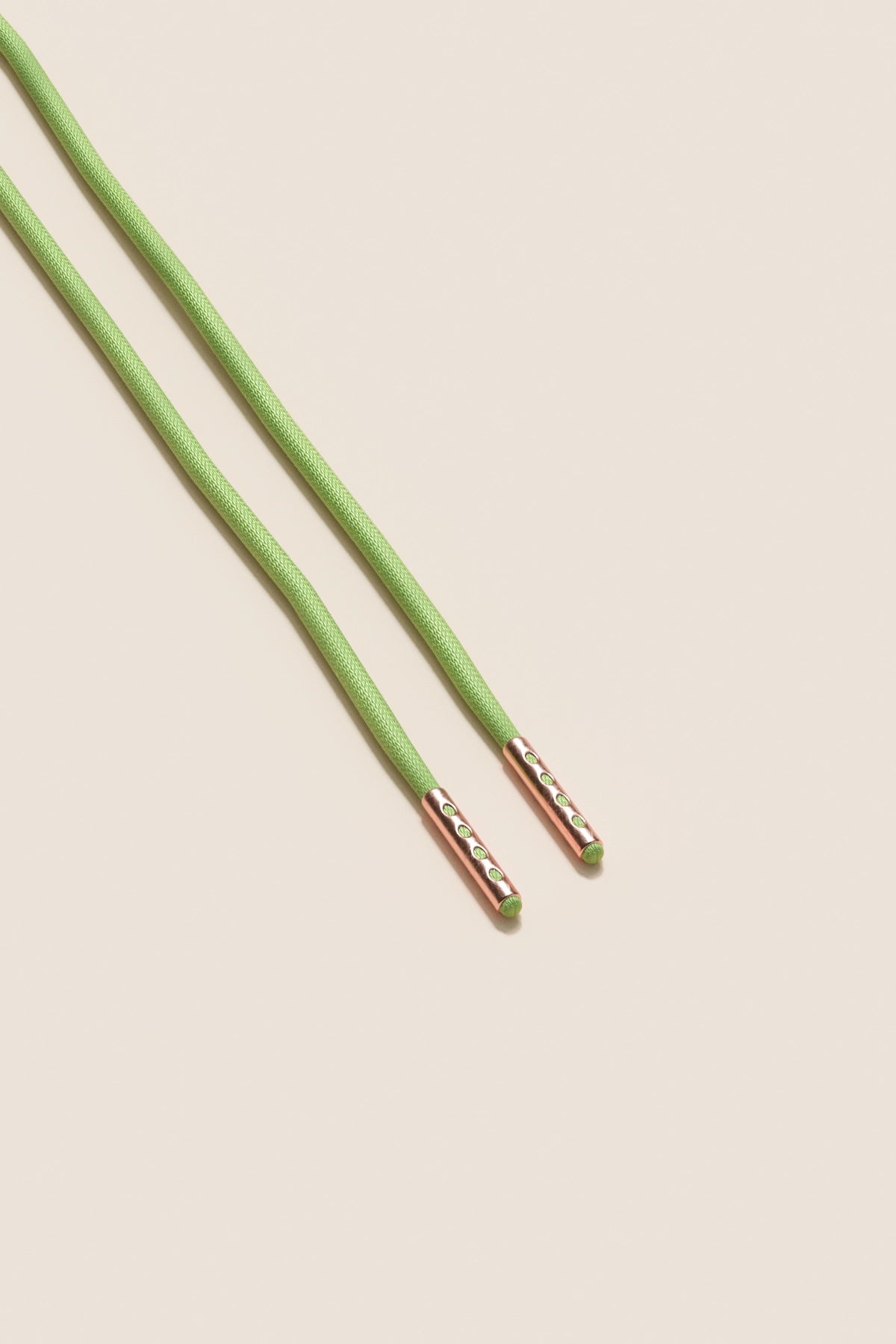 Senkels Pastel Green 2.5mm Round Waxed Shoelaces with Rose Gold Aglets