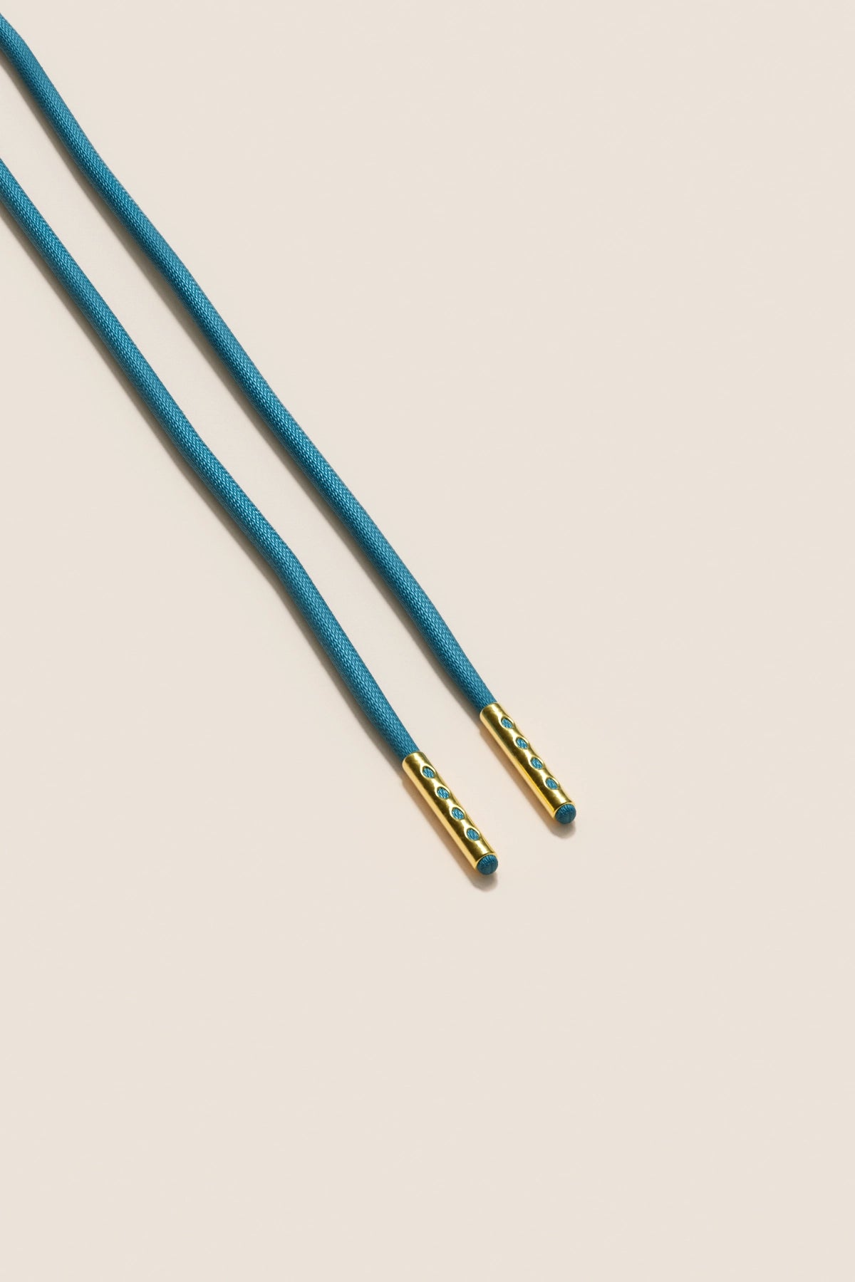 Senkels Petrol Blue 2.5mm Round Waxed Shoelaces with Gold Aglets