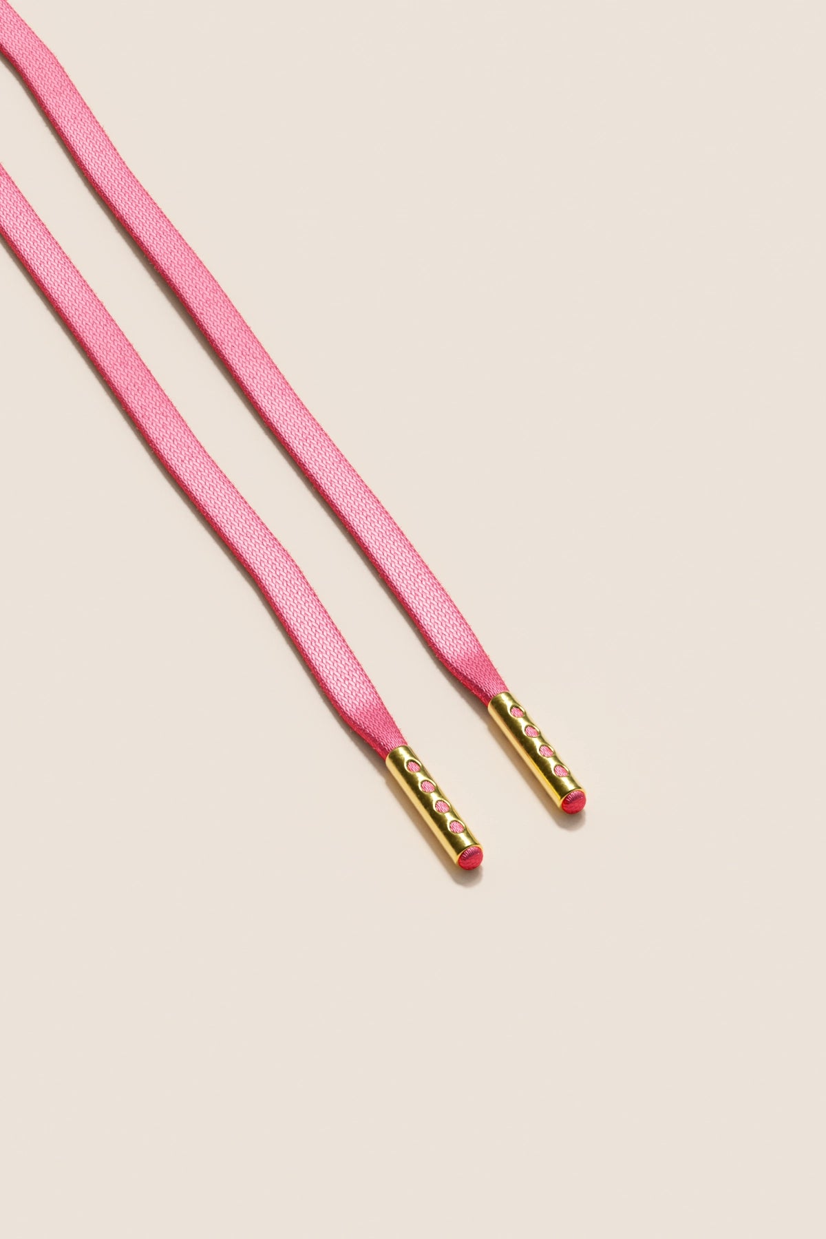 Senkels Pink 3mm Flat Waxed Shoelaces with Gold Aglets
