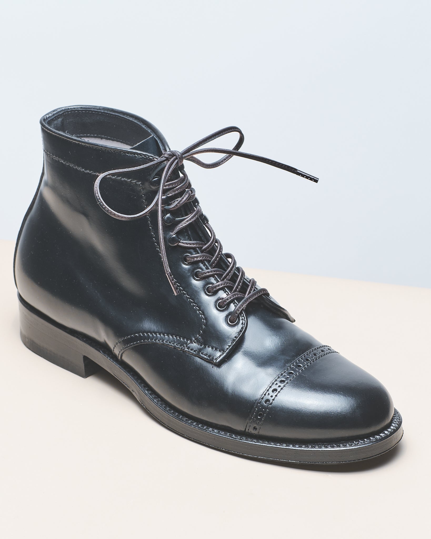 black shoelaces for dress shoes Black - 4mm Stitched Leather Shoelaces