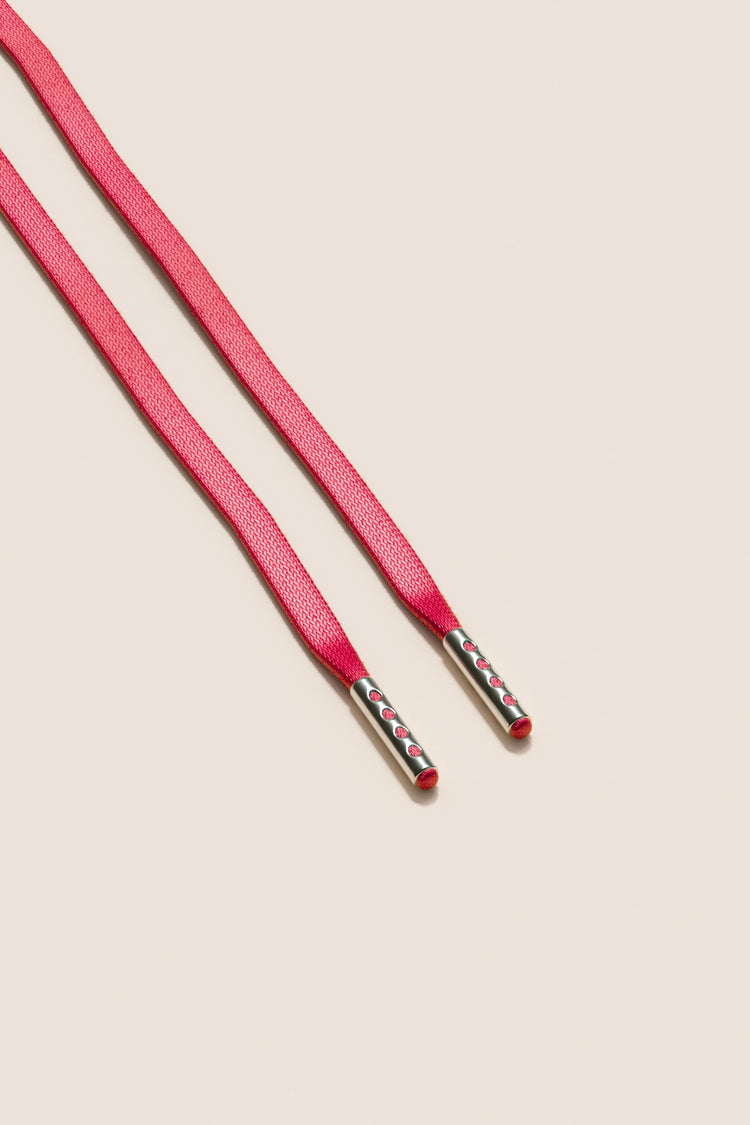 Senkels Cerise Pink 3mm Flat Waxed Shoelaces with Nickel Aglets