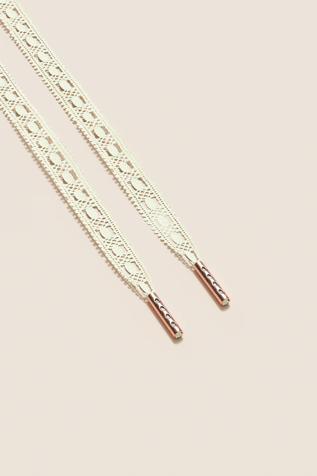 Senkels Chardonnay Crochet Shoelaces with Rose Gold Aglets