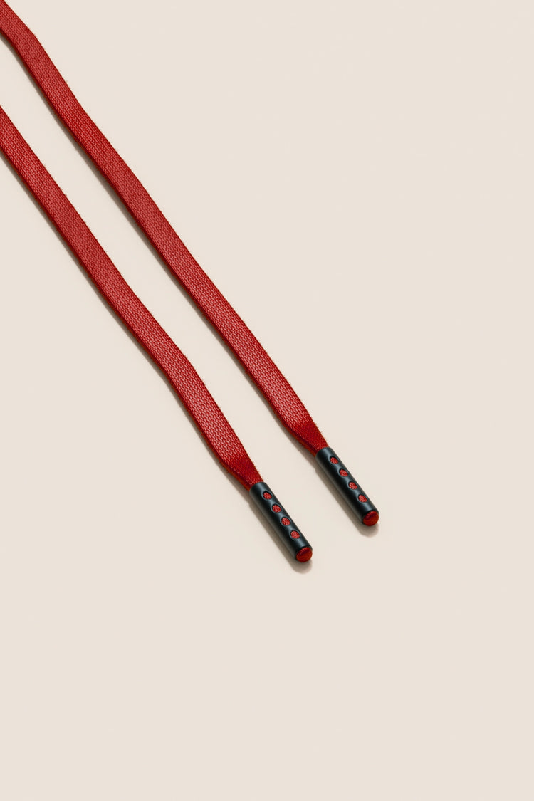 Senkels Cherry 3mm Flat Waxed Shoelaces with Black Matte Aglets
