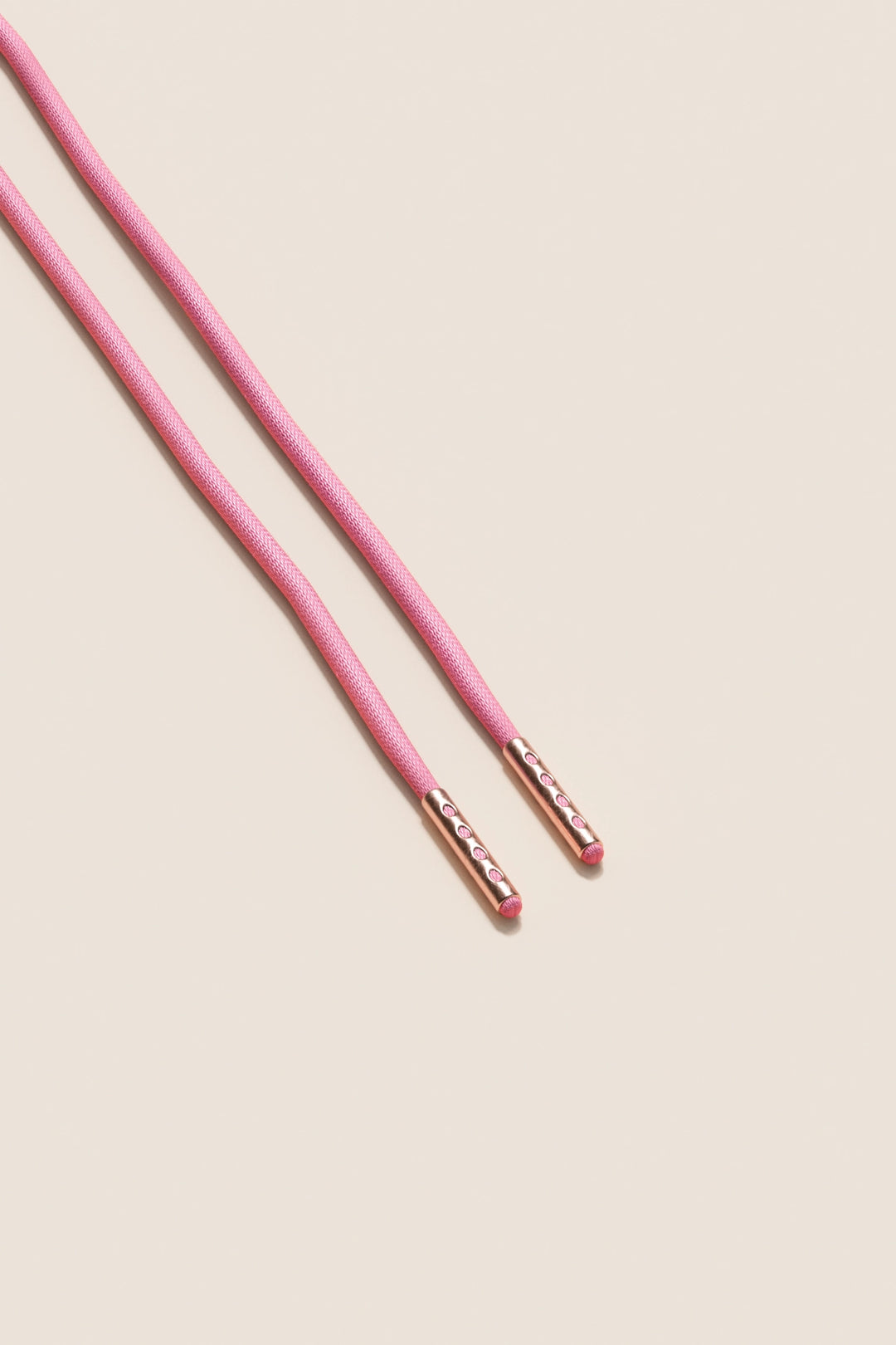 Senkels Flamingo Pink 2.5mm Round Waxed Shoelaces with Rose Gold Aglets