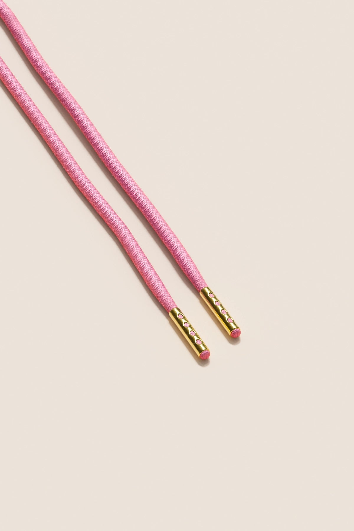 Senkels Flamingo Pink 4mm Round Waxed Shoelaces with Gold Aglets