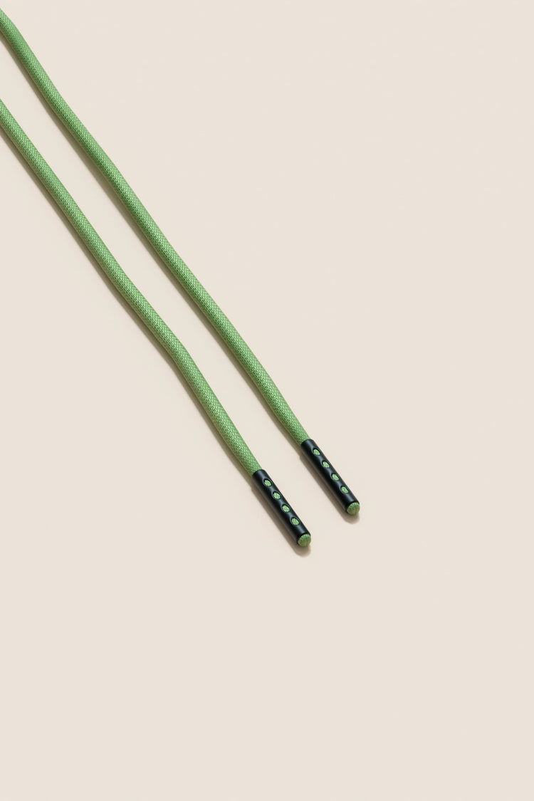 Senkels Grass Green 2.5mm Round Waxed Shoelaces with Black Matte Aglets