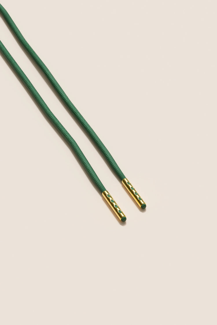 Senkels Hunter Green 2.5mm Round Waxed Shoelaces with Gold Aglets