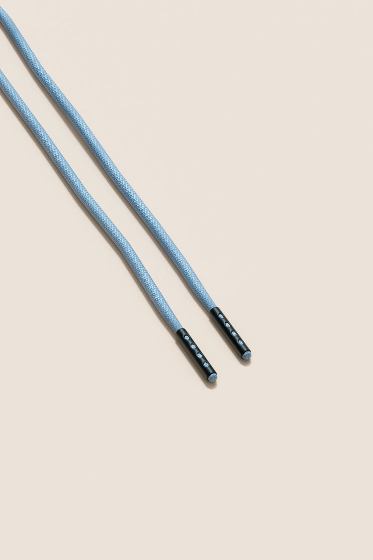 Senkels Light Blue 2.5mm Round Waxed Shoelaces with Black Matte Aglets