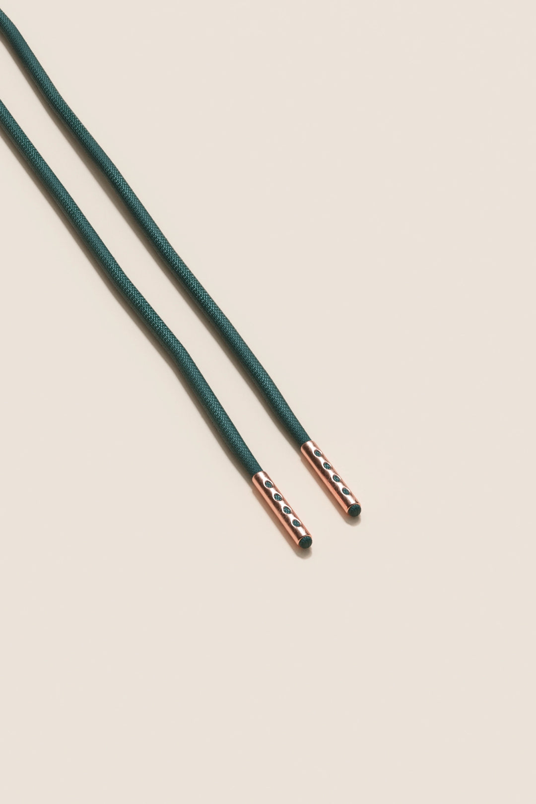 Senkels Pine Green 2.5mm Round Waxed Shoelaces with Rose Gold Aglets