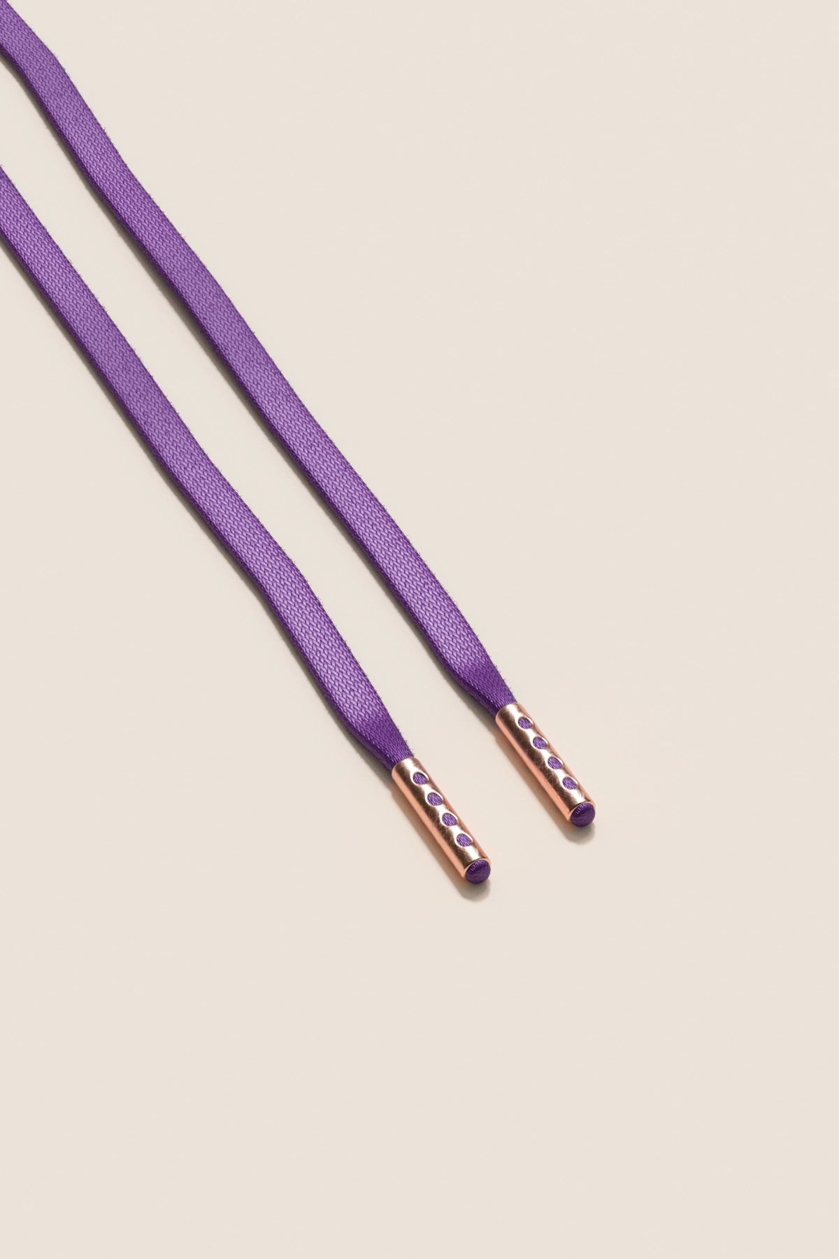 Senkels Purple 3mm Flat Waxed Shoelaces with Rose Gold Aglets