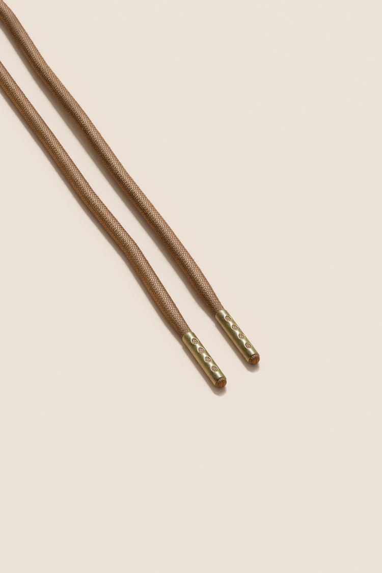 Senkels Taupe 4mm Round Waxed Shoelaces with Brass Aglets