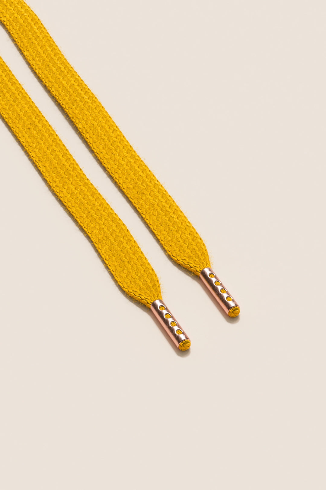 Senkels Yellow Sneaker Shoelaces with Rose Gold Aglets