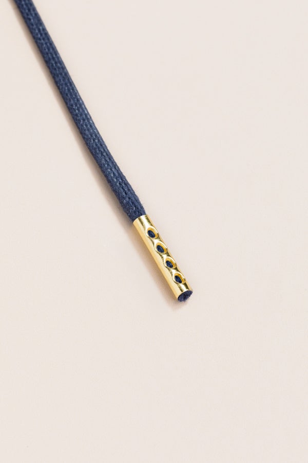 Dark Blue - 4mm round waxed shoelaces for boots and shoes made from 100% organic cotton - Senkels