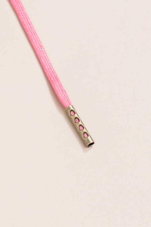 Pink - 4mm round waxed shoelaces for boots and shoes made from 100% organic cotton - Senkels