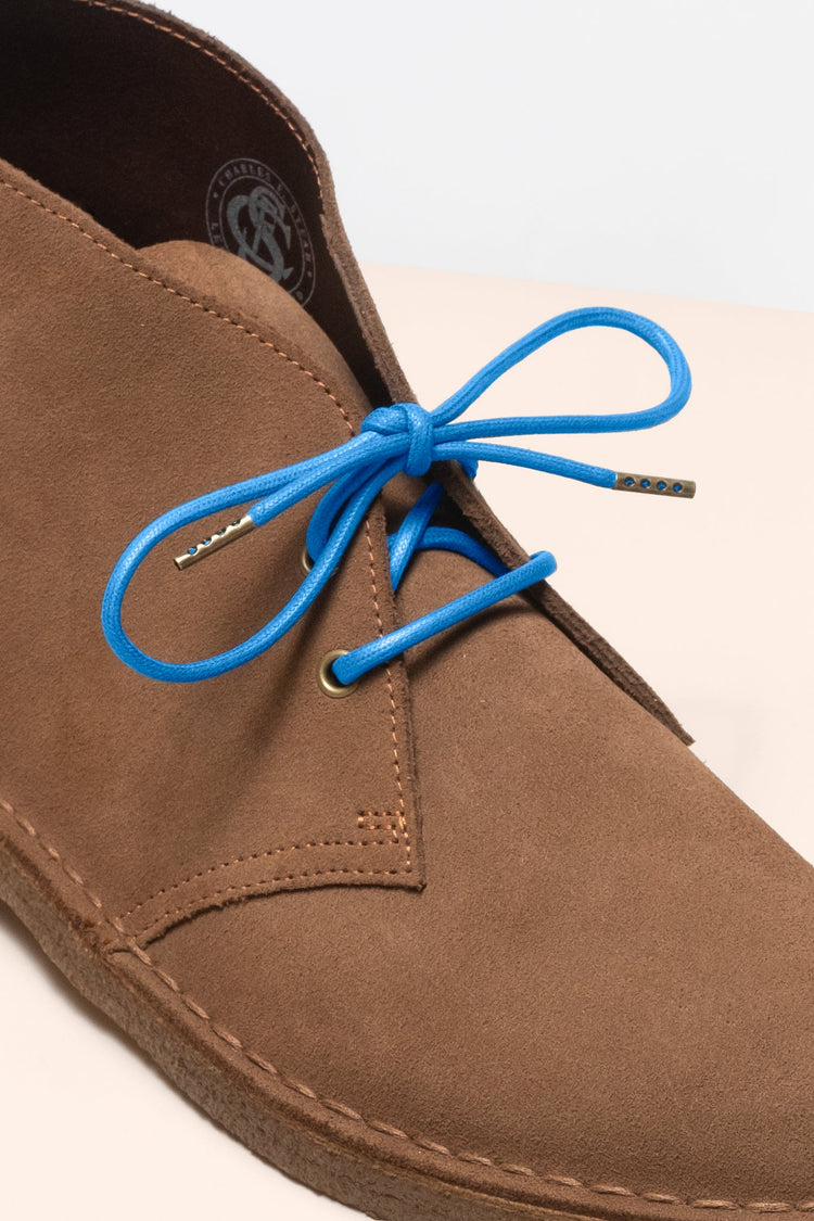 Yale Blue - 4mm round waxed shoelaces for boots and shoes made from 100% organic cotton - Senkels