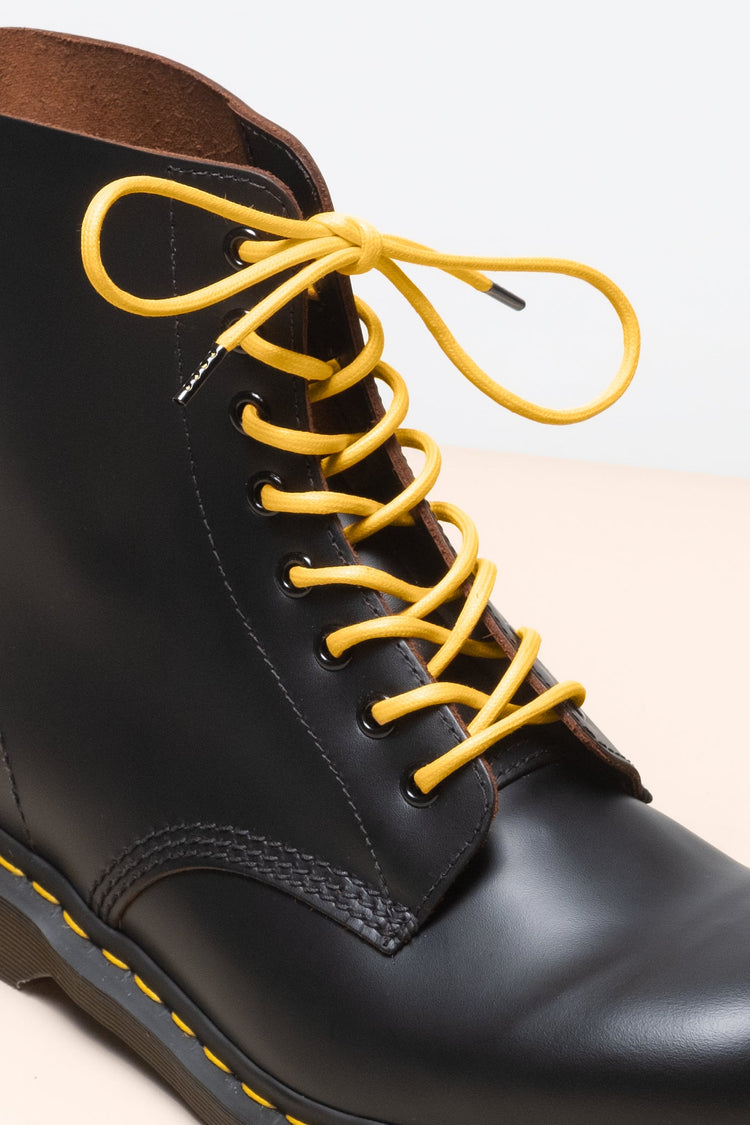 Yellow - 4mm round waxed shoelaces for boots and shoes made from 100% organic cotton - Senkels